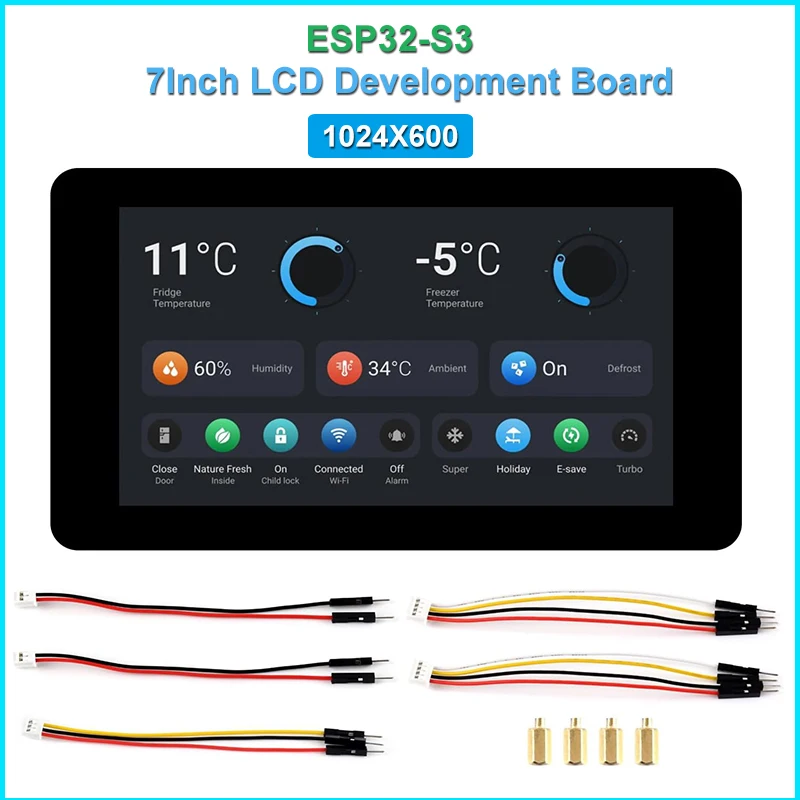 Waveshare ESP32-S3 7,0 Zoll 1024 x 600 LCD-Entwicklungsboard ESP32-Display Touchscreen LVGL GUI für Arduino