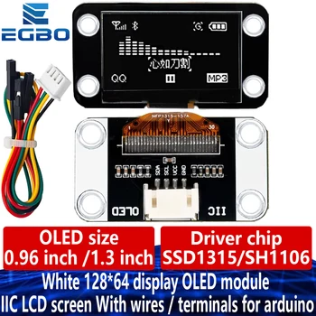 0,96 Zoll /1,3 Zoll Weiß 128 * 64 12864 Display OLED-Modul IIC LCD-Bildschirm SSD1306 SH1106 Mit Drähten