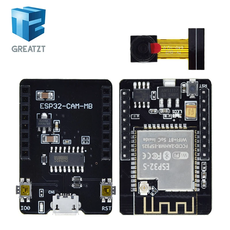 GREATZT ESP32-CAM WiFi + Bluetooth Modul Kameramodul Entwicklungsboard ESP32 mit Kameramodul OV2640/3660 2MP