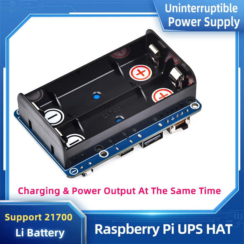 Raspberry Pi 4 3 UPS HAT Unterstützt 21700 Li-Akku 5V Unterbrechungsfreie Stromversorgung Pogo-Pin-Anschluss