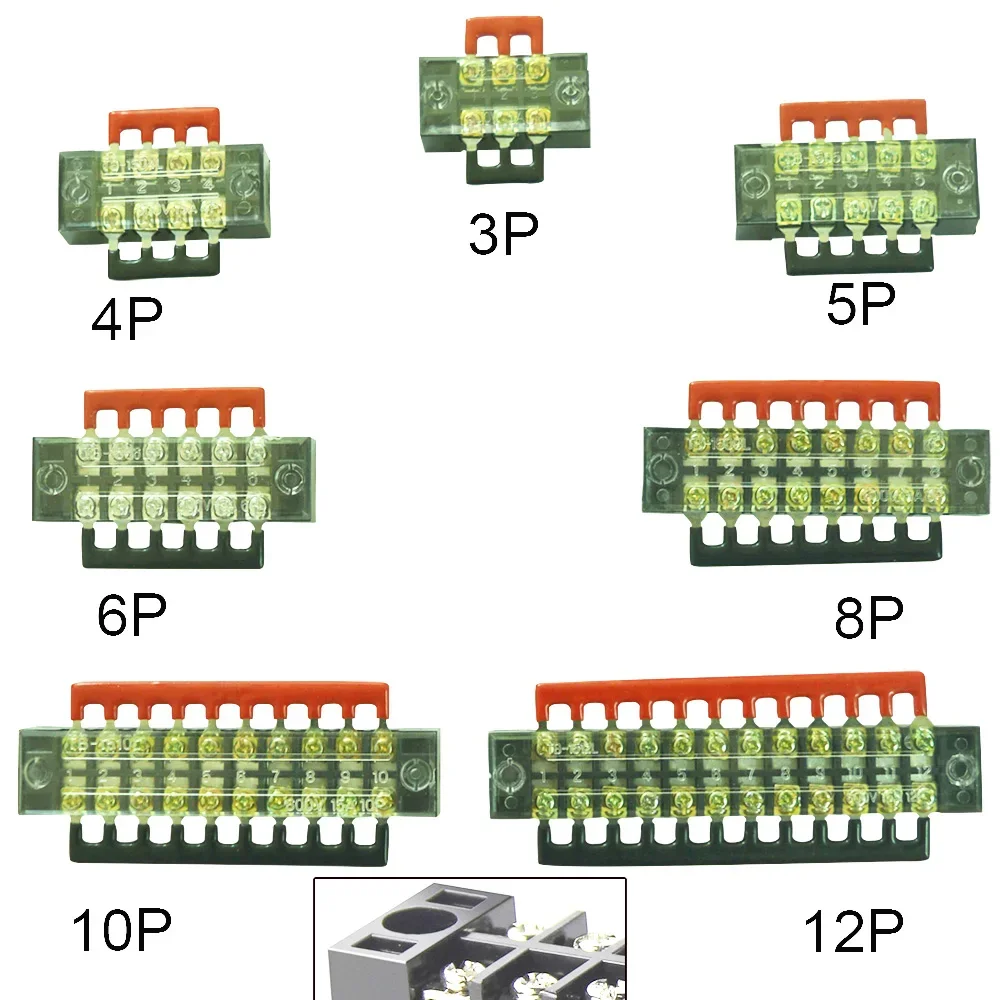 Elektrischer Schraubklemmenblock, zweireihiger Streifen, feste Verdrahtungsplatine, Drahtverbinder, 600 V, 15