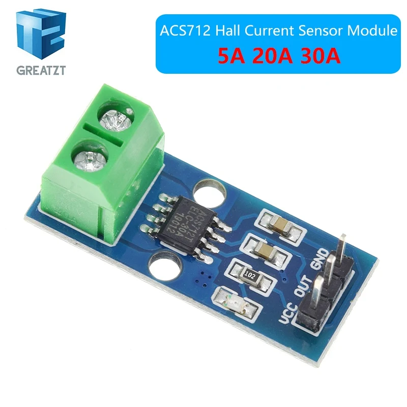 GREATZT 1/2/5PCS ACS712 5A 20A 30A Range Hall Strom Sensor Modul – Bild 3