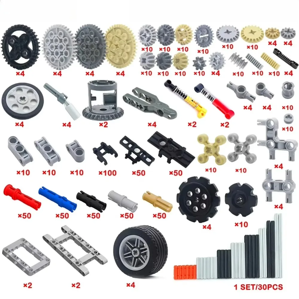 Technik-Bausatz-Set mit Zahnrädern, Achsen, Rädern, Verbindungsstücken, MOC-Bausteinen (768 Stück)