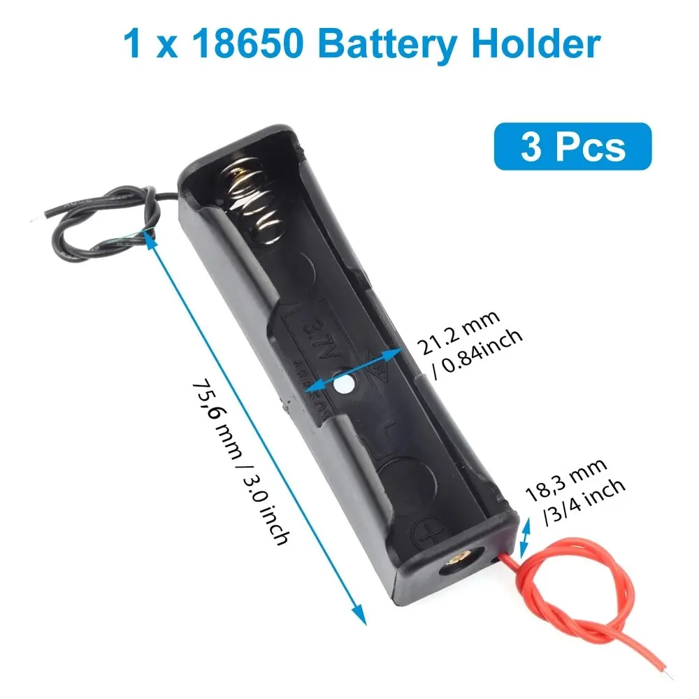 18650 Batteriehalter Box 1 Slot 3,7 V Batterie Aufbewahrungskoffer 1/2/3/4 Zellen Kunststoffbehälter (3 Stück)