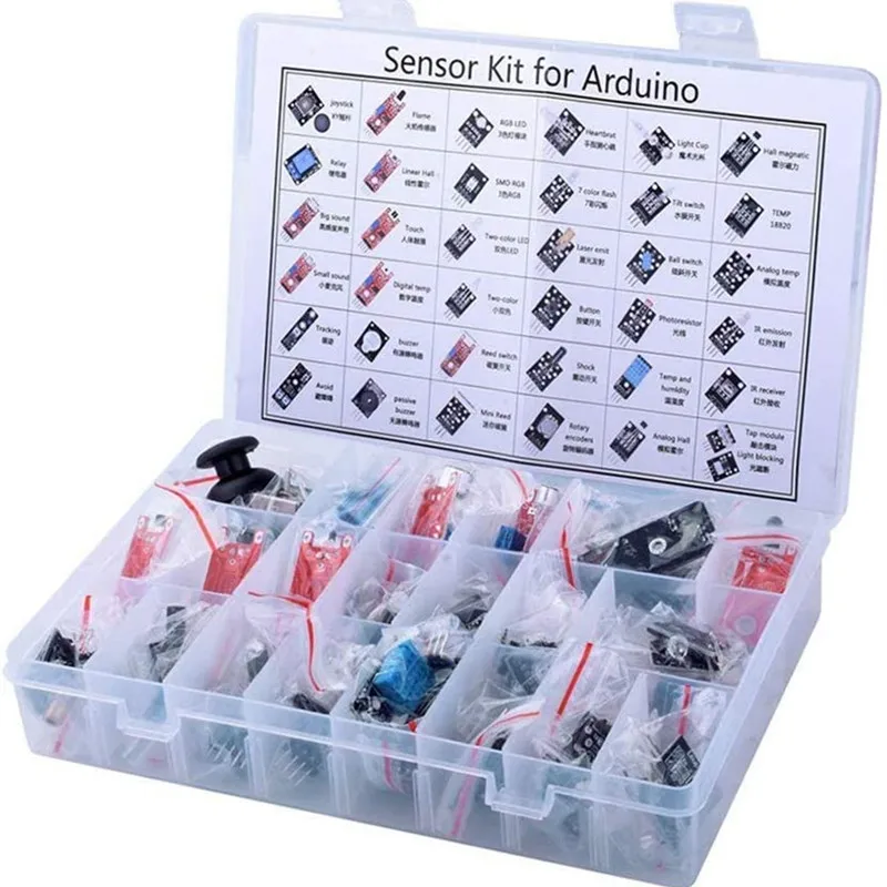 37 Sensor-Sortiment-Kit 37 Sensor-Starter-Kit für Arduino Raspberry Pi 37-in-1-Roboterprojekte Starter-Kit