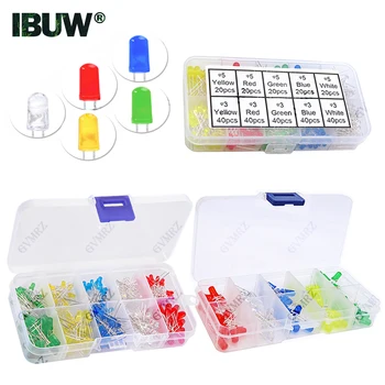 3MM 5MM Leuchtdioden Elektronik-Kit F3 F5 LED-Dioden-Sortiment-Kit Weiß Grün Rot Blau Gelb Orange Leuchtende