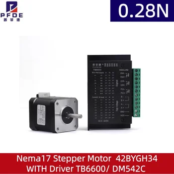 Nema17 Schrittmotor 0,28N MIT Treiber-Controller TB6600/ DM542C 1,5A Motor 42BYGH34
