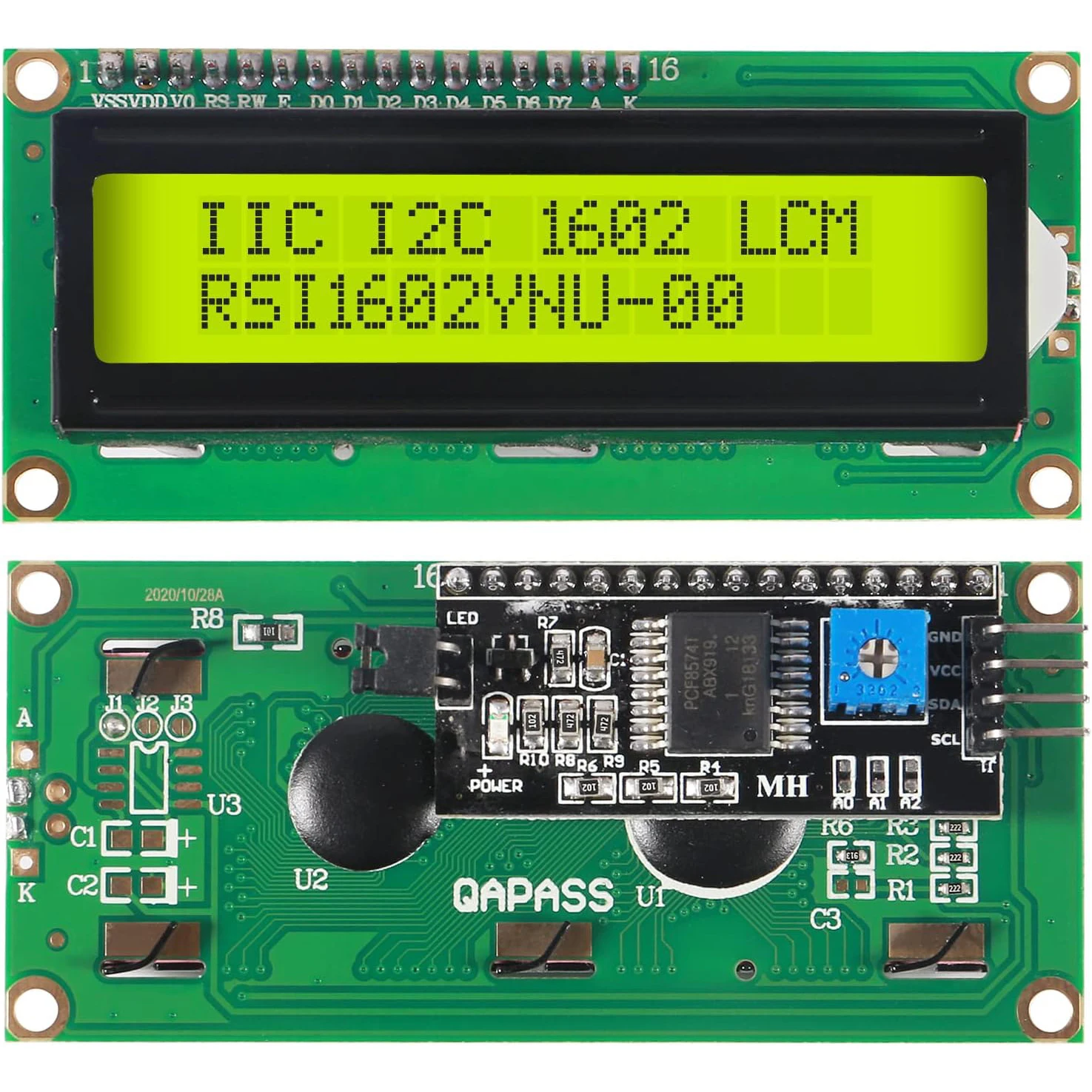 1602 LCD-Anzeigemodul IC I2C TWI 16 x 2 Zeichen serieller Schnittstellenadapter LCD-Modul für Raspberry Pi