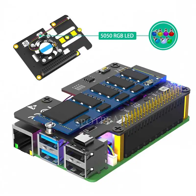 Raspberry Pi 5 PCIe zu M.2 NVMe SSD Hut 3in1 mit Lüfter 2230 2242 2280 – Bild 3
