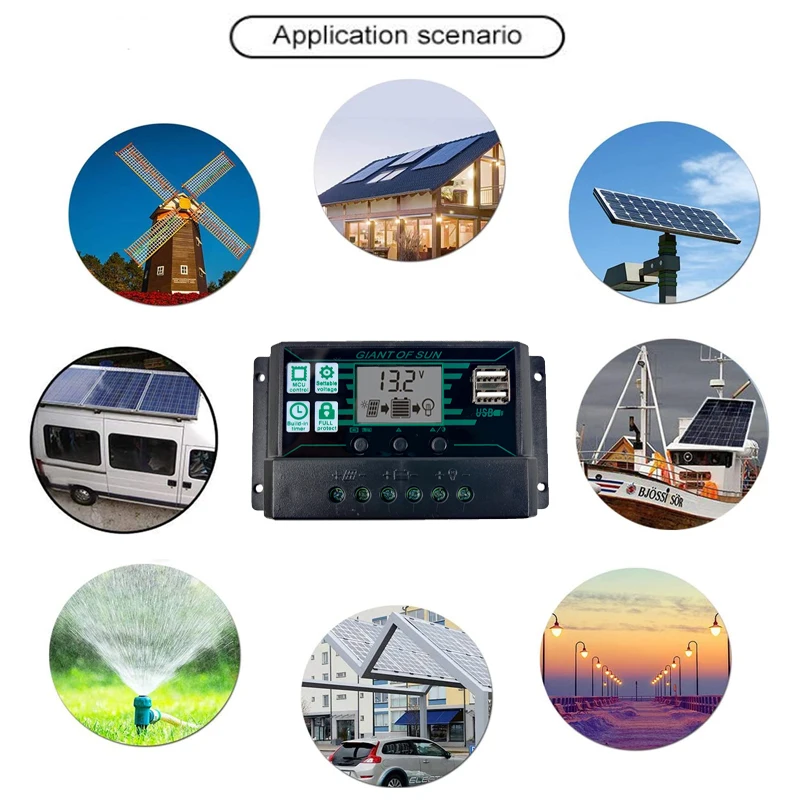 Solarladeregler 100 A PWM LCD-Display 12 V/24 V Dual USB 5 V – Bild 2