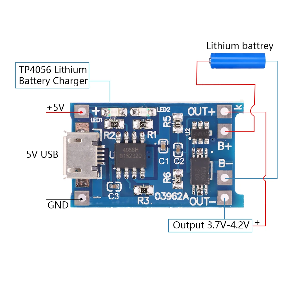 10pcs Typ-C/Micro/Mini USB 5V 1a tp4056 Lithium-Batterie lade modul – Bild 4