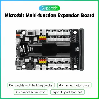 Microbit v2 expansion board modul an bord 18650 batterie mit iic uart wifi sensors chnitt stelle und rgb licht