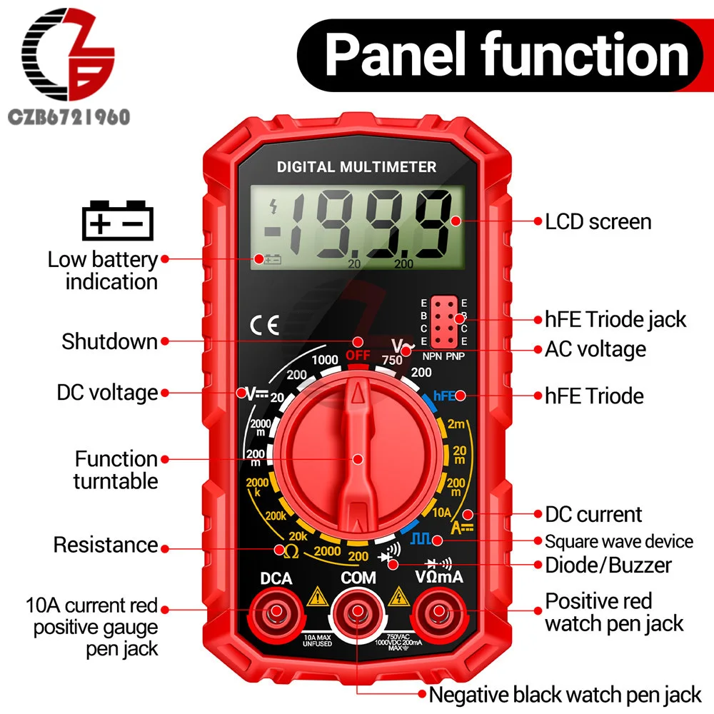 1999 Zählungen LED Digital Multimeter AC/DC Spannungs strom tester – Bild 4