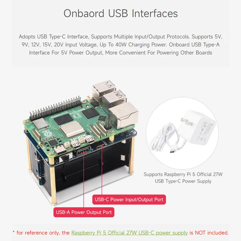 Raspberry Pi 5 UPS HAT (E) 5V 6A Ausgang Typ-C Bidirektionales – Bild 3