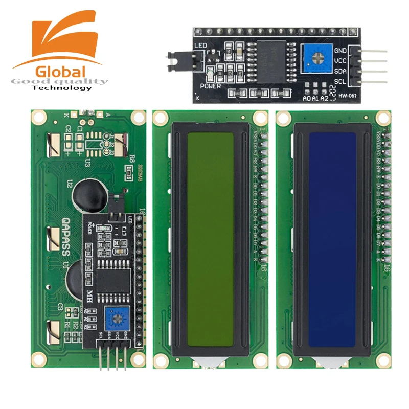 LCD1602 1602 LCD-Modul Blau/Gelb Grüner Bildschirm 16x2 Zeichen LCD-Display PCF8574T PCF8574 IIC