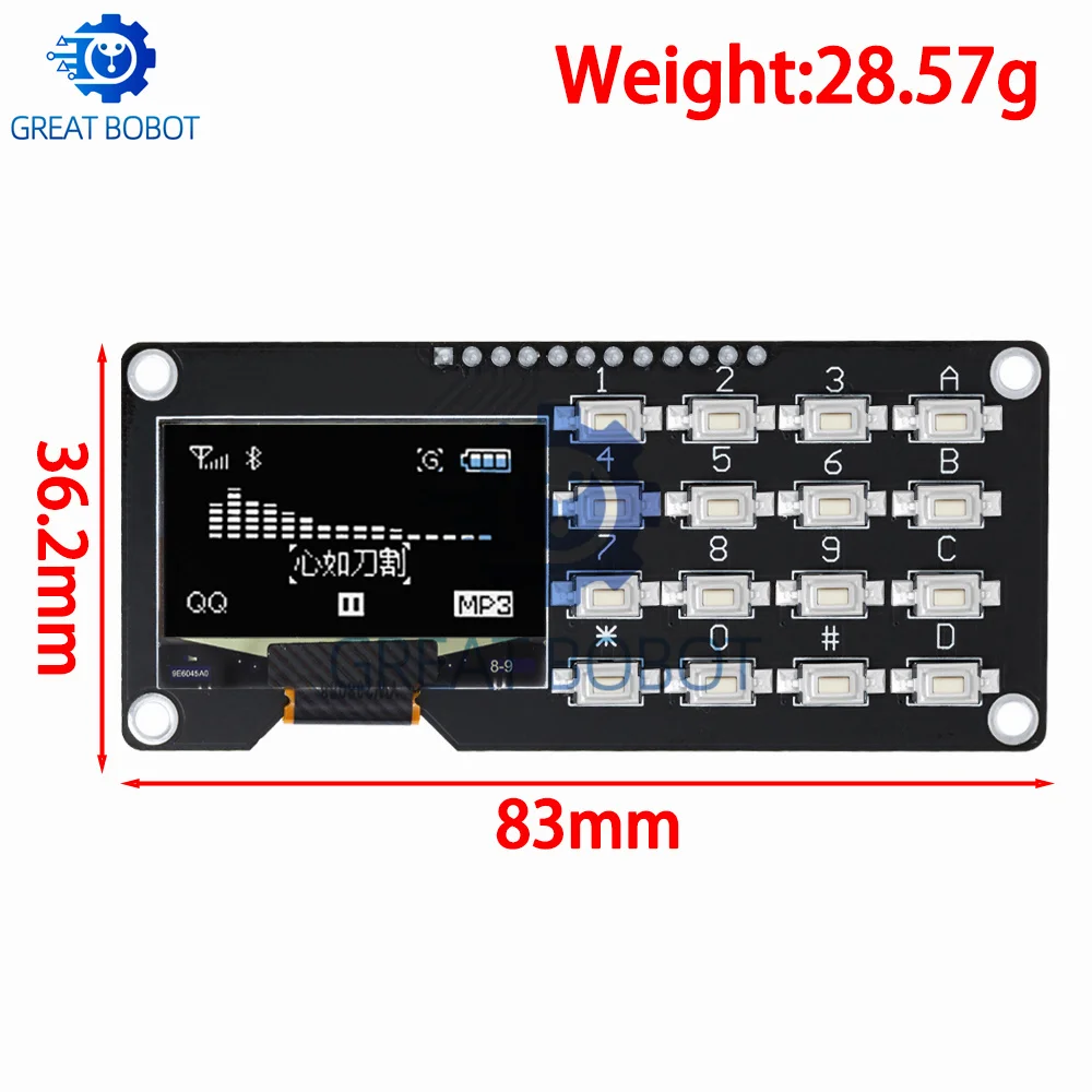0,96 /1,3 Zoll OLED-Display SSD1106 SSD1315 mit 4x4-Tastatur – Bild 3