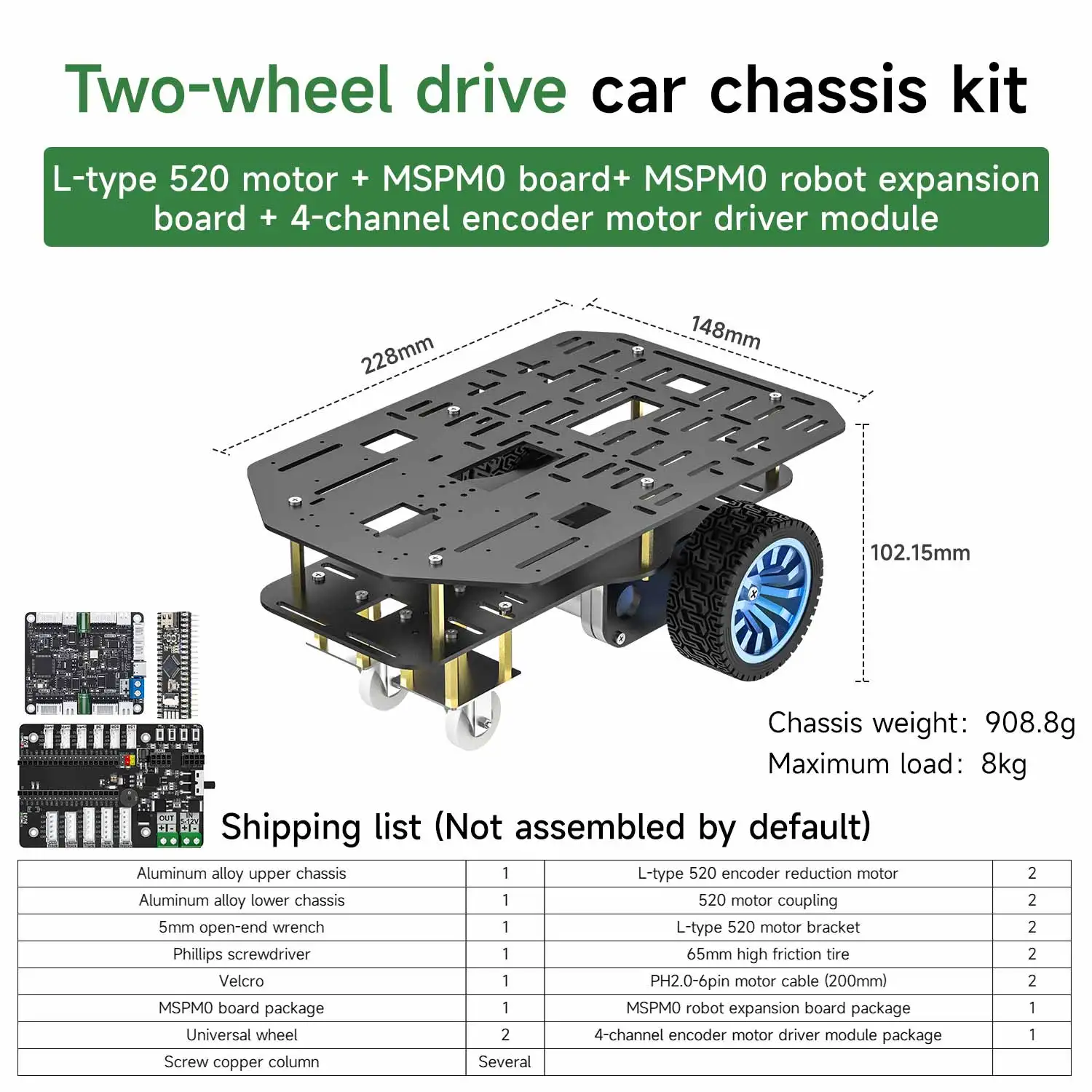 Yahboom Smart Robot Car Chassis Radsatz aus Aluminiumlegierung mit hochpräzisem Encodermotor für elektronische