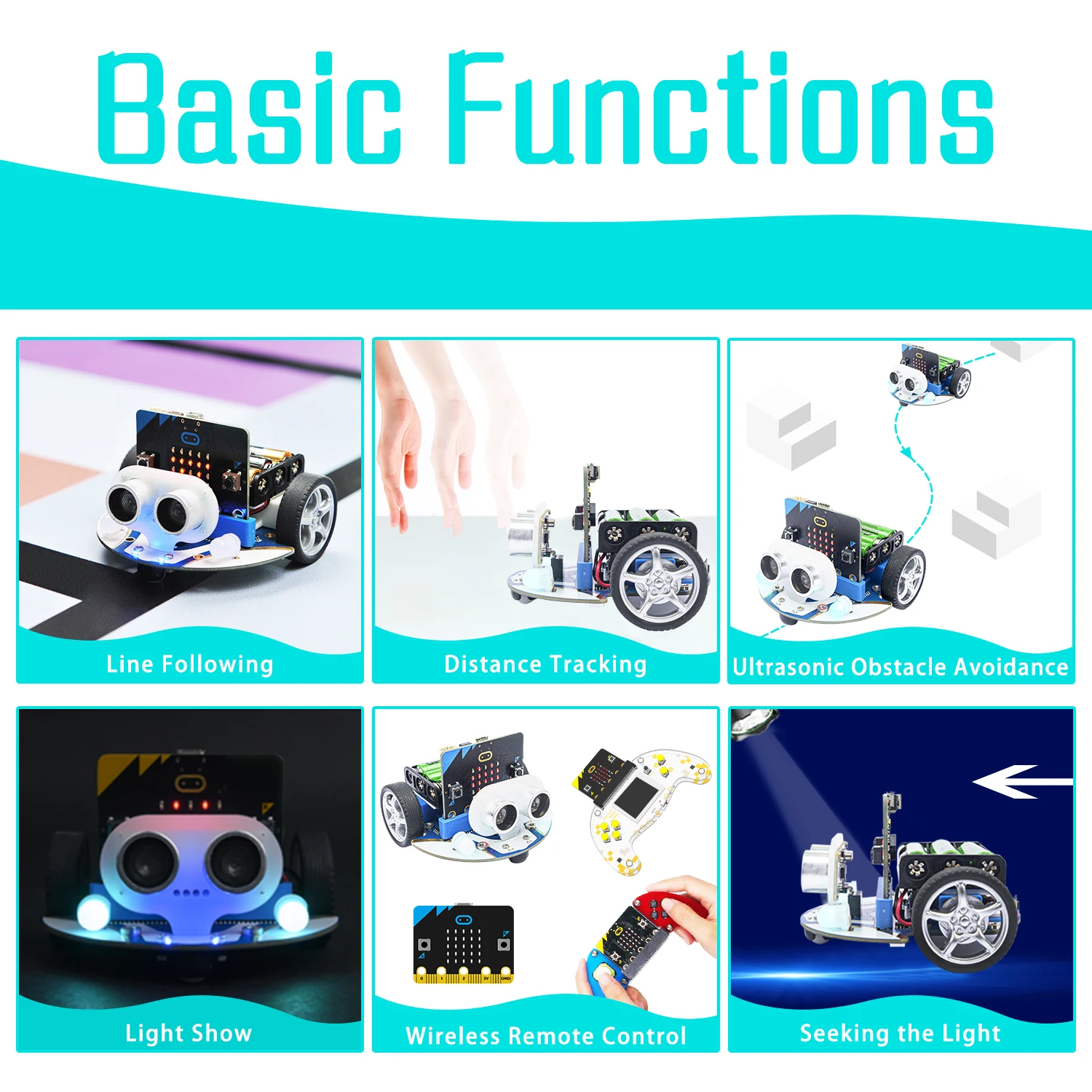 ELECFREAKS microbit Mini Cutebot Kit DIY Programmierbares Car Kit STEM – Bild 3