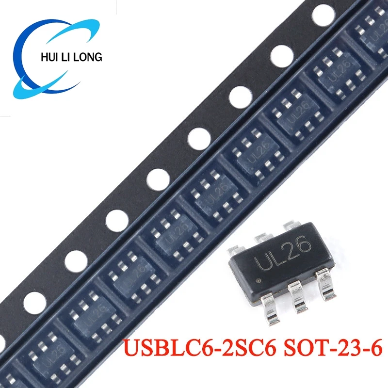 Usblc USBLC6-2SC6 sot-23-6 usblc6 sot ul26 sot23 niedrige kondensator kapazität 2-draht esd schutz (50 Stück)