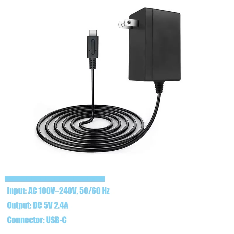 5V 2,4A USB-C Netzteil AC 100-240V EU/US-Stecker Ladegerät für NS – Bild 6