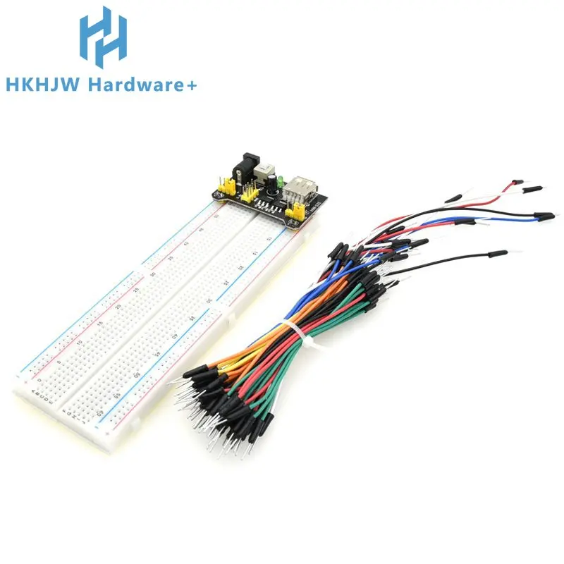 3,3V/5V MB102 Breadboard-Stromversorgungsmodul + MB-102 830-Punkt-Prototyp für Arduino-Kit + 65 Jumper-Kabel