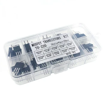 TO-220 MOSFET-Kit mit 10 Werten IRFZ44N IRF540N IRF3205 IRF640N Leistungstransistor-Sortiment (50 Stück)