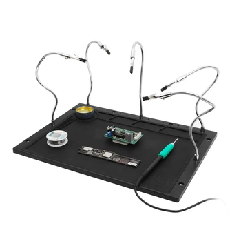 HTM Dritte Hand Lötstation mit Hitzebeständigem Silikonpad und 5 Flexiblen Armen
