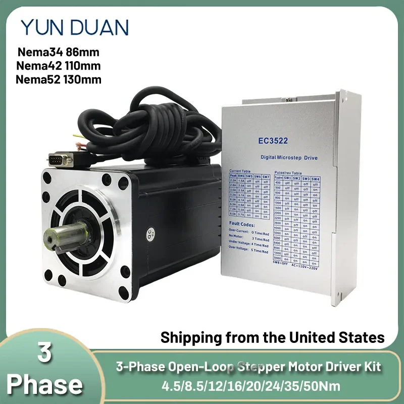 220VAC 3-Phasen Schrittmotor-Treiber-Kit Nema34 86 Nema42 110 Nema52 130 Motor 4,5/8,5/12/16/20/24/35/50Nm