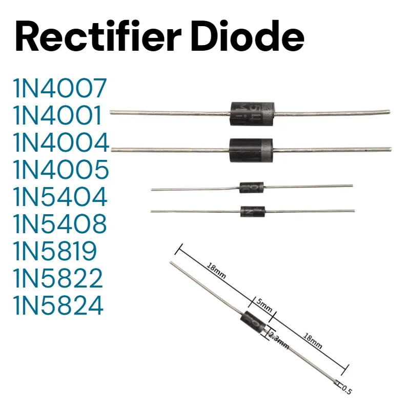 Gleichrichterdioden-Set 1N4007 1N4001 1N4004 1N4005 1N5404 1N5408 1N5819 1N5822 Elektronische Komponenten