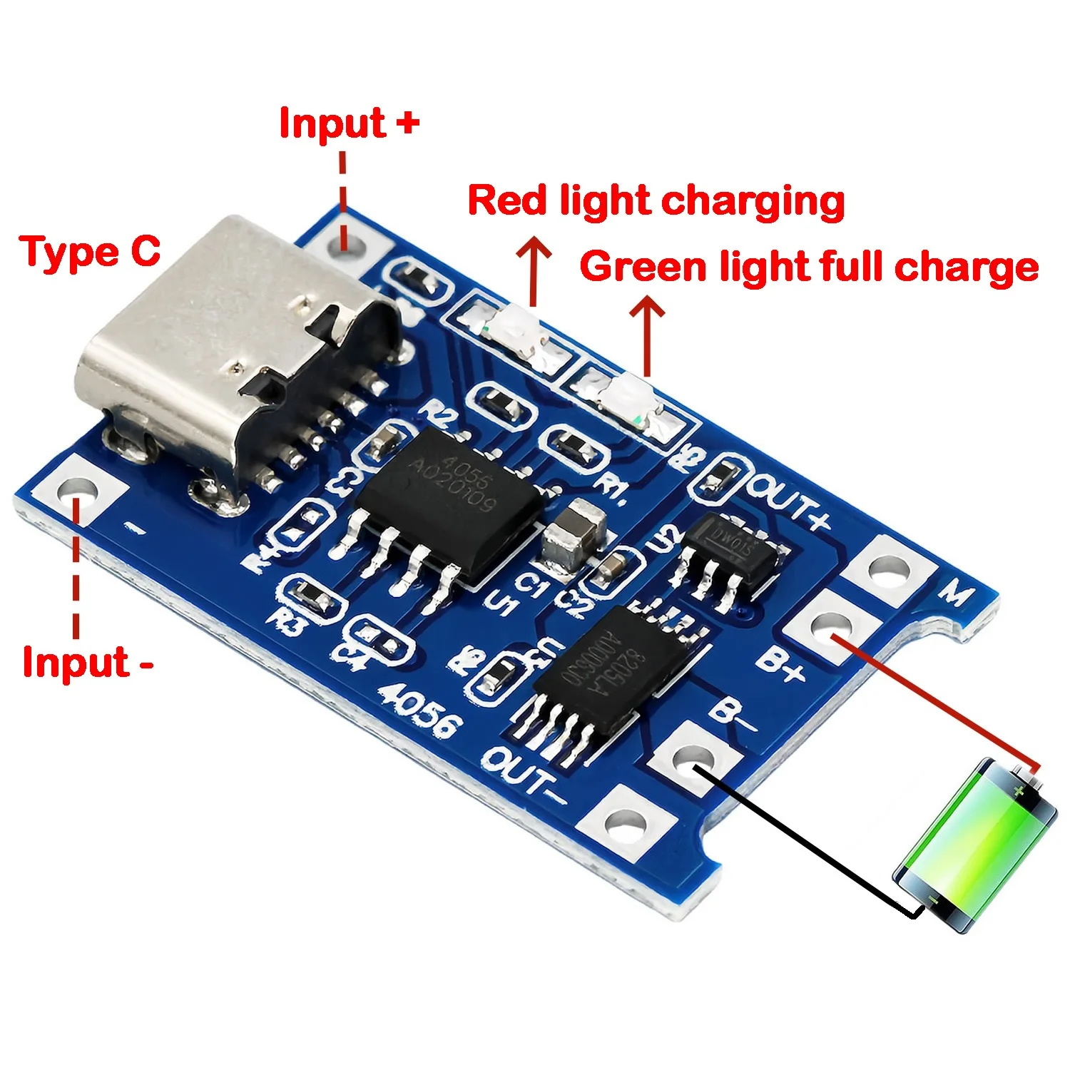TP4056 5 V 1 A Typ-C USB Micro 18650 Lithium-Batterie-Ladegerät-Modul – Bild 4