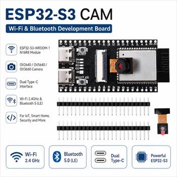 ESP32-S3 CAM WLAN- und Bluetooth-Entwicklungsboard, ESP32-S3-WROOM-1 N16R8 Modul, OV2640/OV5640/OV3660 Kamera