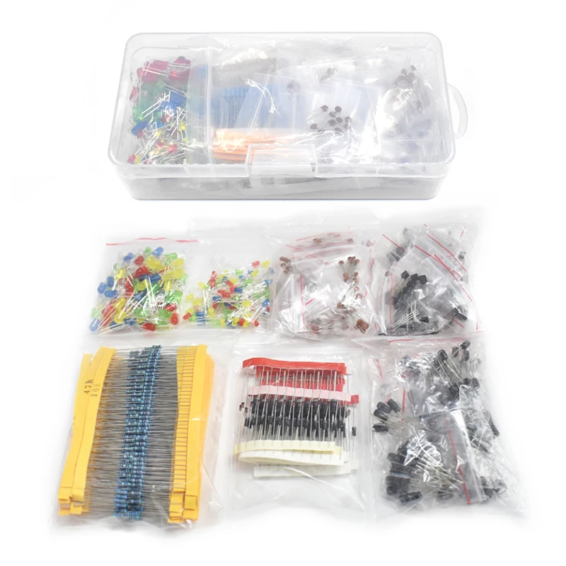 Metallfilm-Widerstands-Sortimentsset, LED-Dioden, Elektrolytkondensator, Keramik-Set, Transistor-Pack