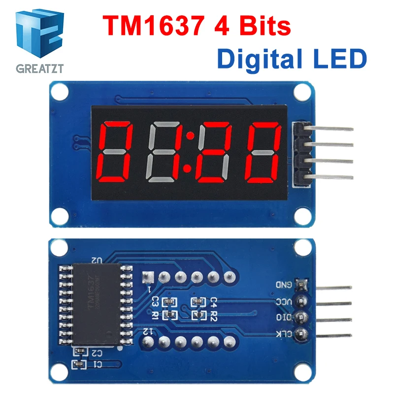 TM1637 LED-Anzeigemodul für Arduino 7 Segment 4 Bits 0,36 Zoll Uhr RED Anode Digital Tube Four Serial Driver