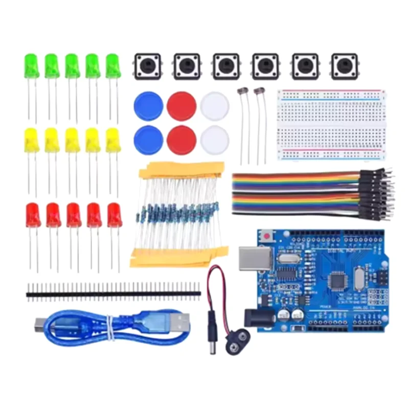Starter-Kit für UNO R3 Mini-Steckbrett LED Jumper-Kabel Tasten für Arduino DIY-Kit Schulbildung Labor