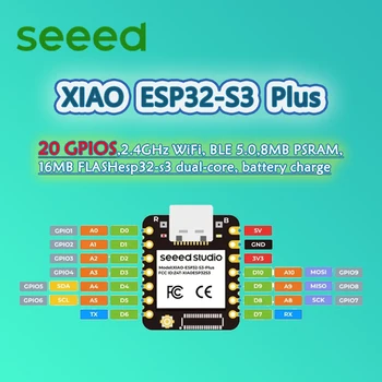 Seeed XIAO ESP32S3 Plus - 20 GPIOs, 2,4GHz WLAN, BLE 5.0, 8MB PSRAM, 16MB FLASH, 1/2/3/5/10 Stück ESP32-S3