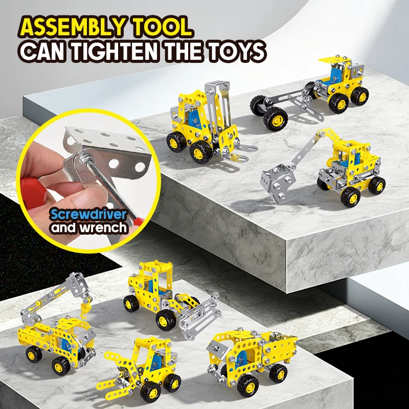 7-in-1 Metall-Baufahrzeug-Bausatz DIY Legierungs-Konstruktions-LKW – Bild 4
