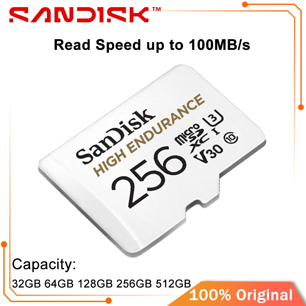 SanDisk High Endurance microSD-Karte V30 U3 C10 UHS-I 32G 64G 128G 256G 512G Speicherkarte 100MB/s
