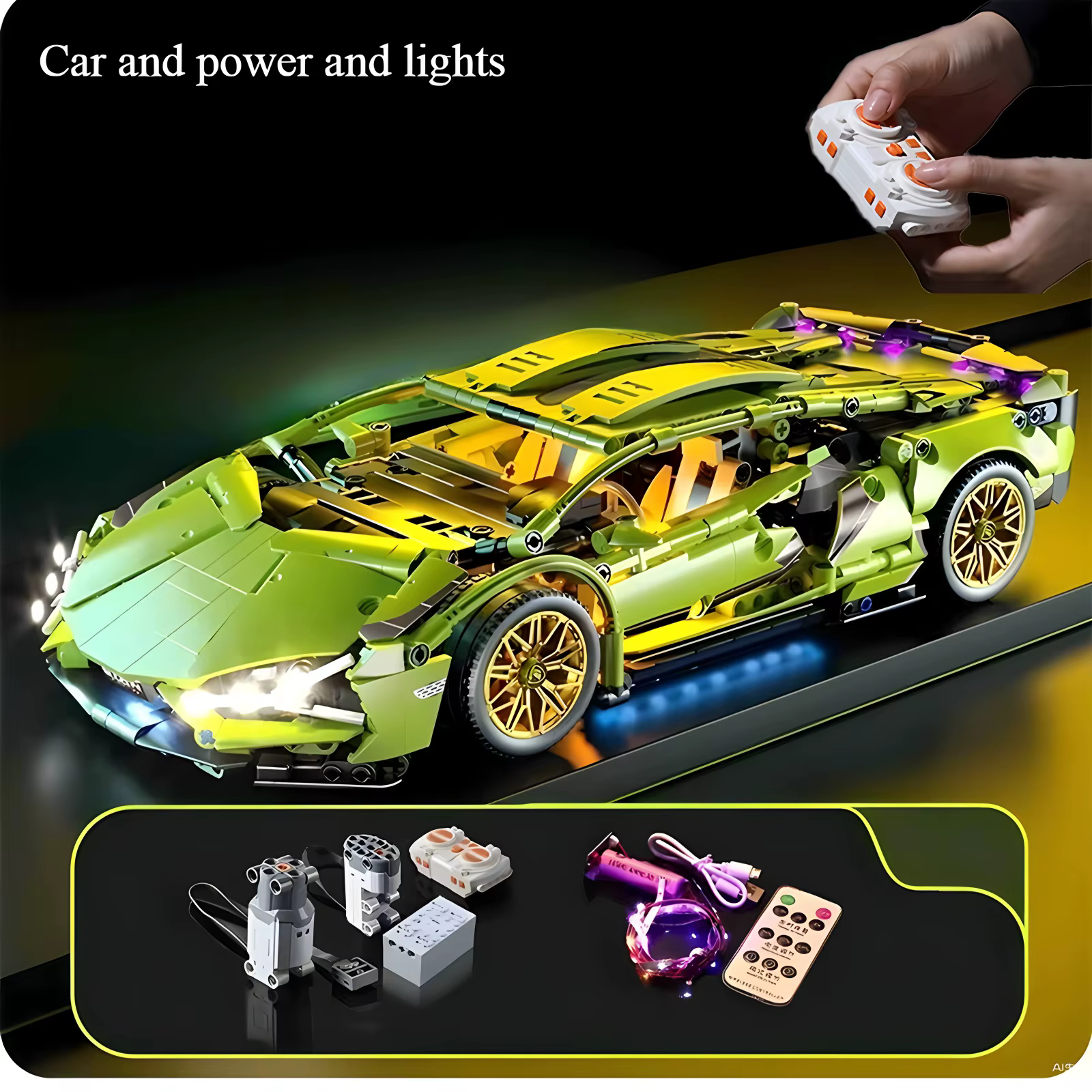 Technisches Rennwagenmodell RC Baustein Sportwagen 1:14 DIY Supercar Steine Lernspielzeug Geschenke für Kinder