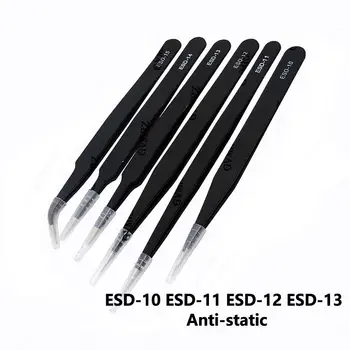 Pinzetten-Set ESD-10 ESD-11 ESD-12 ESD-13 Antistatisch für Elektronik-Reparatur, Präzisionsmontage (6 Stück)