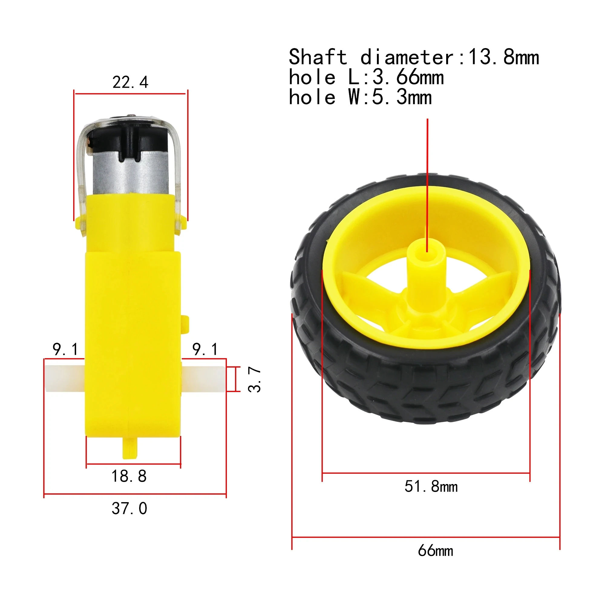 Smart Car Robot Wheels 4 DC 3-6V Verzögerungs-TT-Motoren + 4 – Bild 4