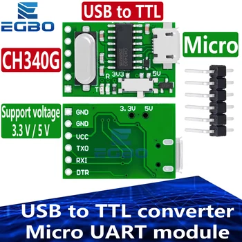 USB-zu-TTL-Konverter, Micro-UART-Modul, CH340G, CH340, 3,3 V, 5 V, Schalter für Downloader Pro Mini
