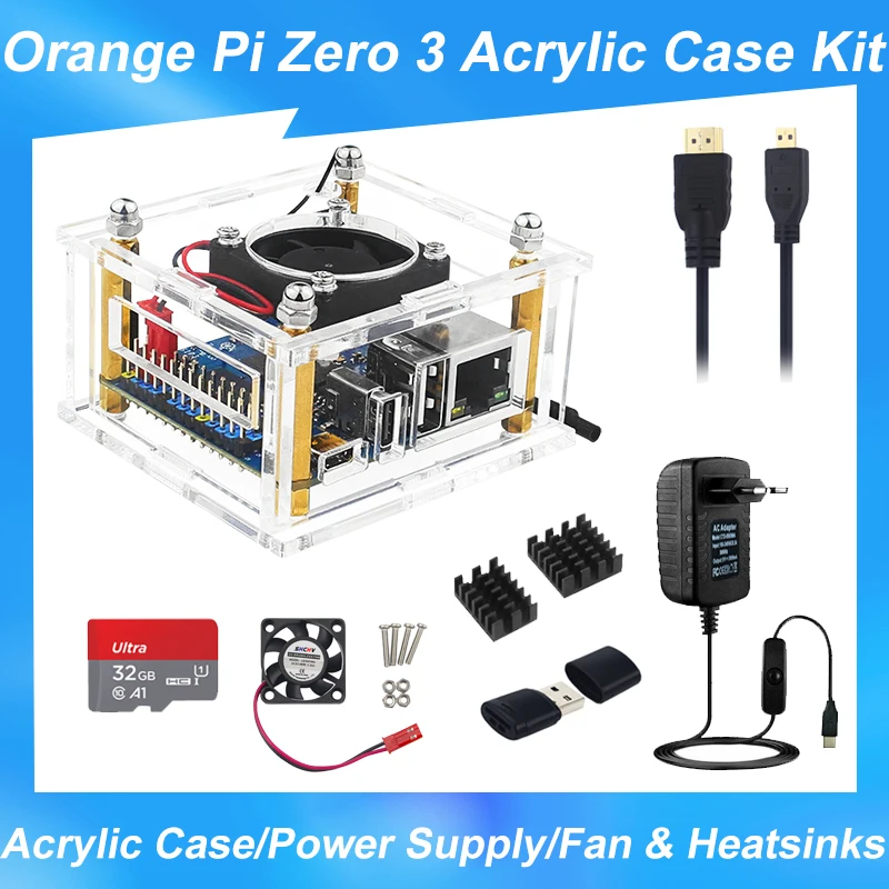 Orange pi zero 3 Acryl gehäuse transparentes Gehäuse aktive passive Kühl schale optionaler Lüfter kühlkörper