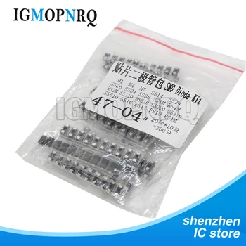 20 Werte * 10 Stück = 200 Stück SMD-Dioden-Sortiment-Set enthält SS110 SS220 SS210 SS310 SS510 SS16 SS26 SS34