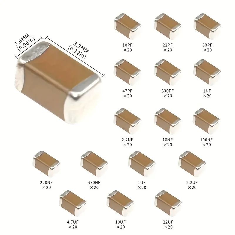 (Industrielle SMD-Kondensator-Komponenten) 320-teiliges 1206 – Bild 3