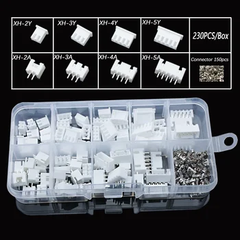 2/3/4/5P 2,54 mm Stecker- und Buchsenklemmen-Set, JST XH-2,54 Gehäuse für Stiftleisten, 4 (230 Stück)