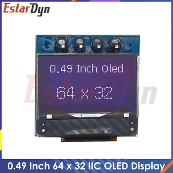 0,49 Zoll OLED-Display-LCD-Modul, weißer 0,49-Zoll-Bildschirm, 64 x 32 I2C IIC-Schnittstelle, SSD1306-Treiber