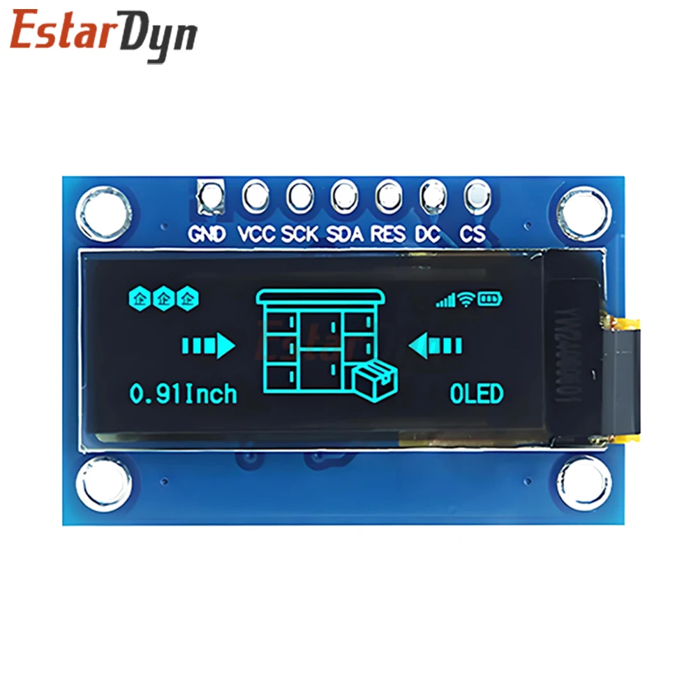 0,91 Zoll 128x32 SSD1306 SPI OLED-Displaymodul Weiß Blau - Für Board – Bild 3