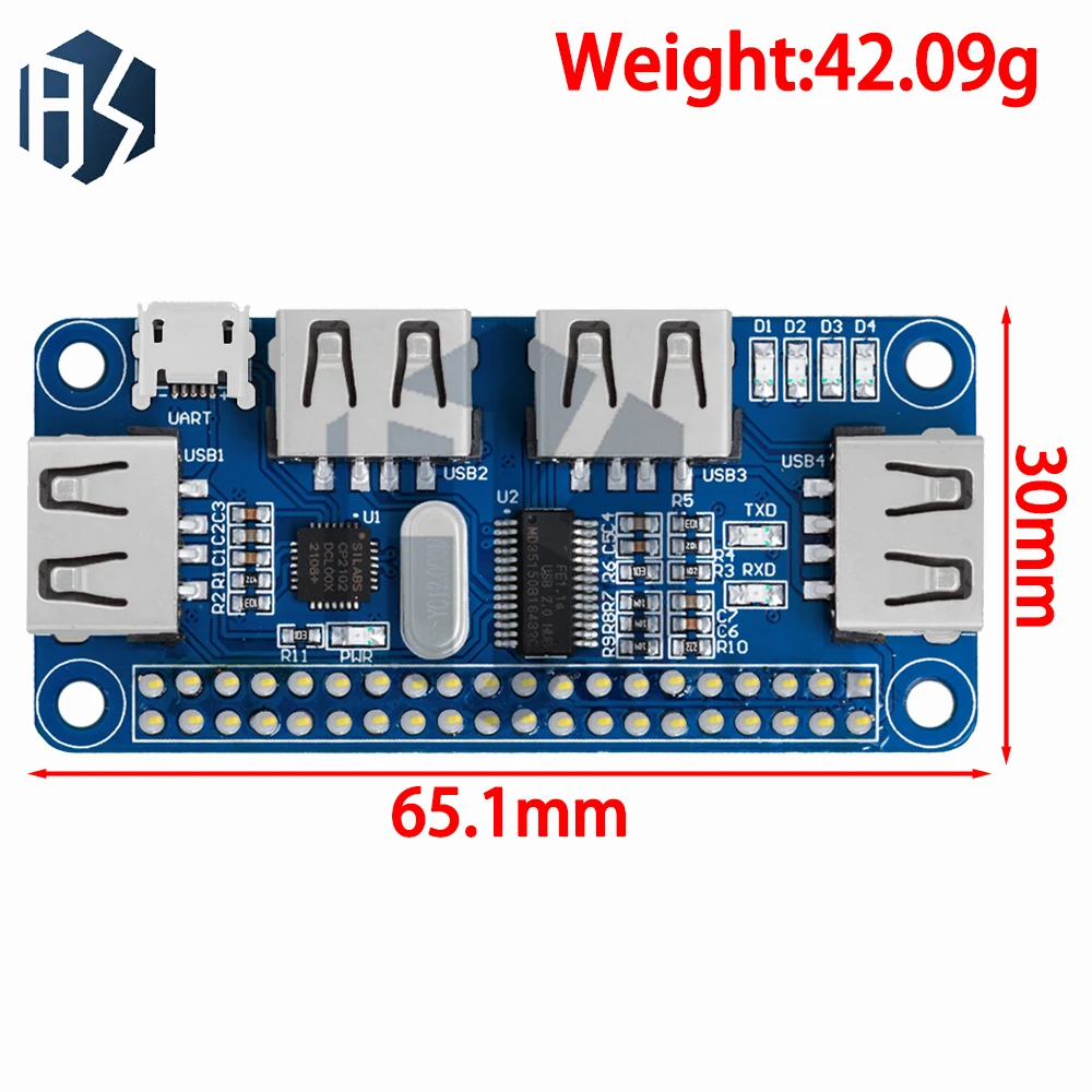 4 Ports USB HUB HAT für Raspberry Pi 3/2/Zero W Extension Board USB – Bild 2