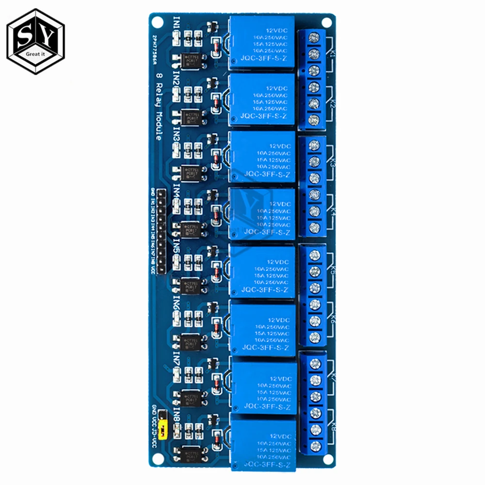 5V 12V 1 2 4 8 Kanal-Relaismodul mit Optokoppler. Relaisausgang 1 2 4 – Bild 2