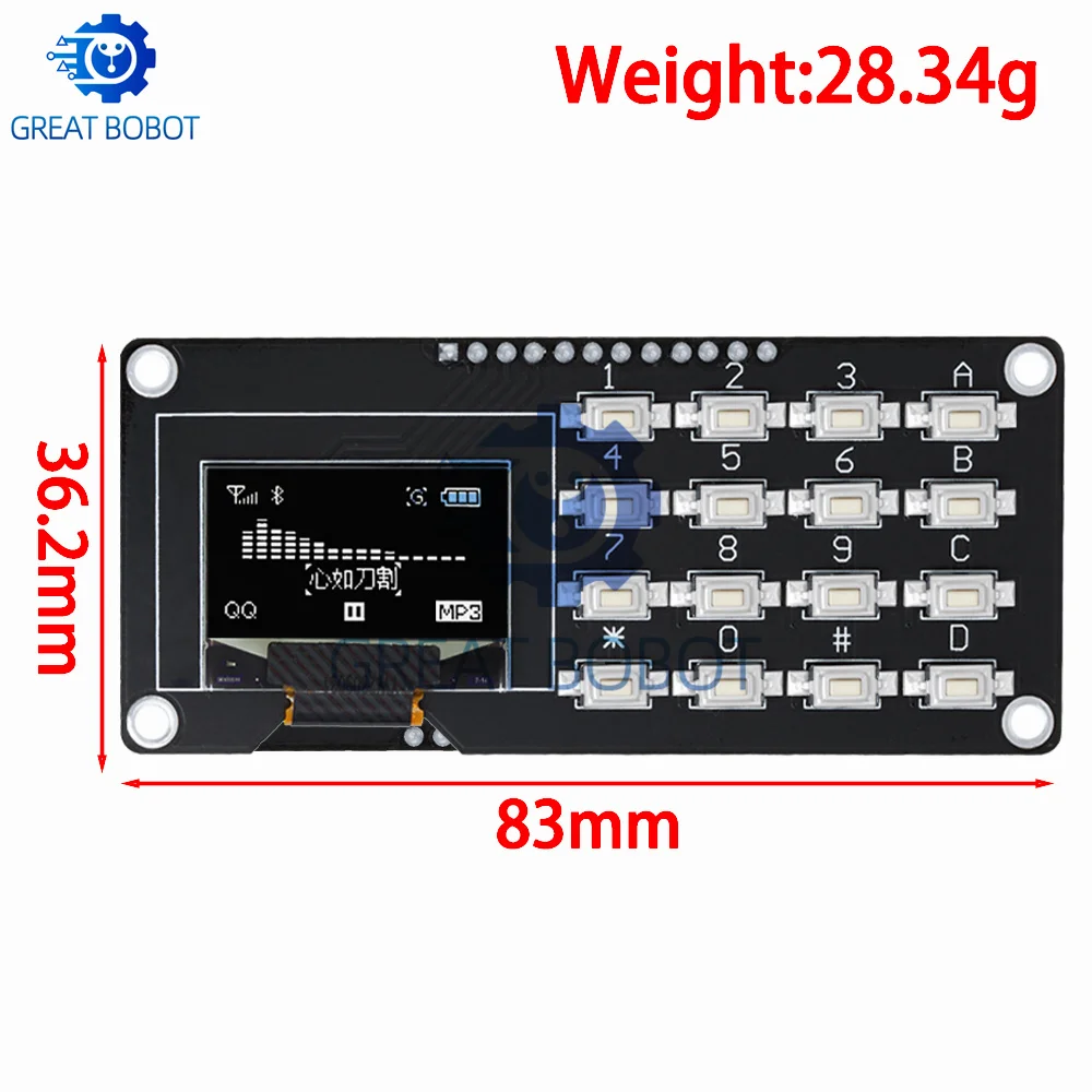 0,96 /1,3 Zoll OLED-Display SSD1106 SSD1315 mit 4x4-Tastatur – Bild 4